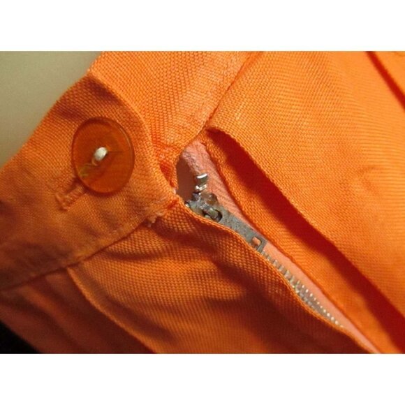 Vintage 1960's Womens Skirt 24" DAYGLO ORANGE SHERBET Rayon STEEL SIDE ZIP - Picture 3 of 5